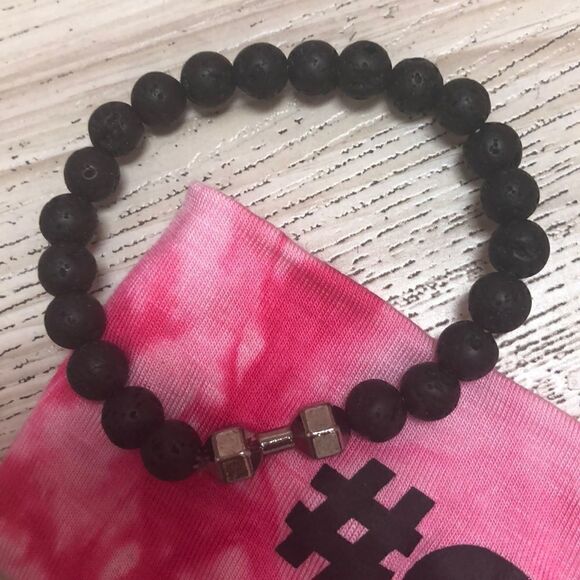 Fitness bundle Pink headband/barbell bracelet - Picture 2 of 3